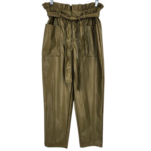 SALE Who What Where Women's Ankle Length Paper Bag Trousers Faux Leather Size 6 - Picture 3 of 8